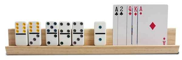Support en bois - Cartes et dominos