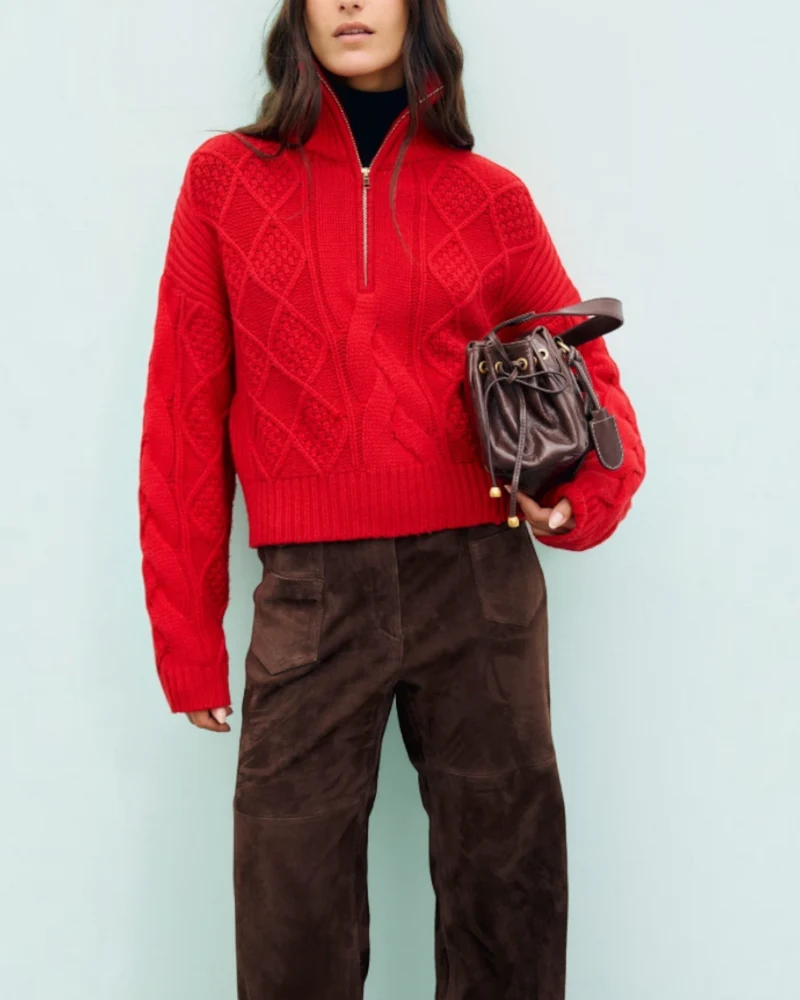 Gerard Darel - Pull Camionneur À Torsades En Laine Roxy - Rouge