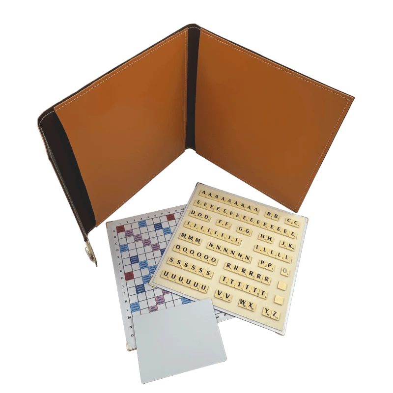Scrabble Duplicate ou de Voyage en Cuir Vegan - Magnétique - Orange