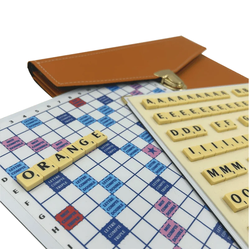 Scrabble Duplicate ou de Voyage en Cuir Vegan - Magnétique - Orange