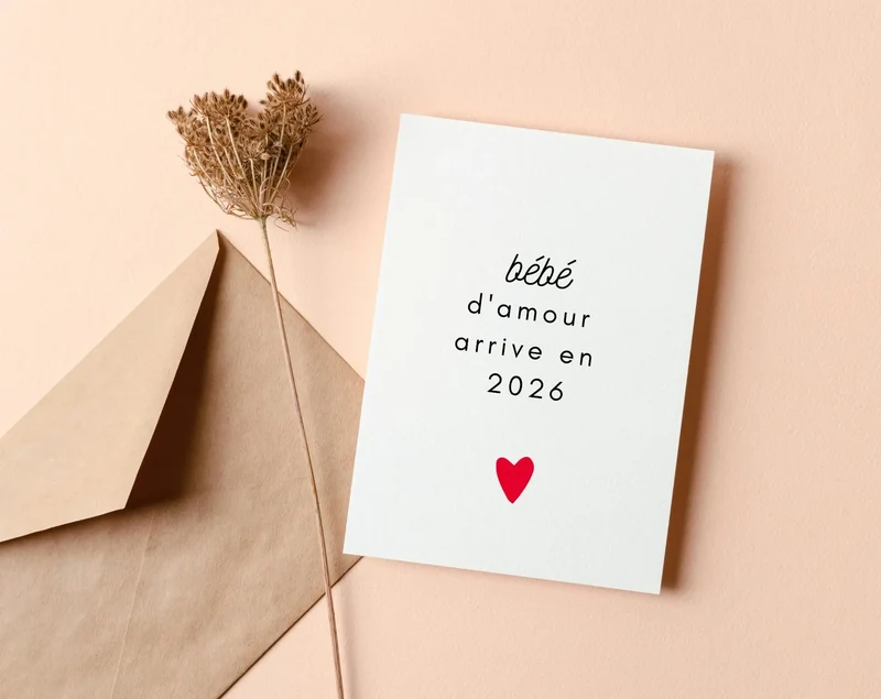 Carte Bébé d'amour arrive en 2026 - Annonce grossesse
