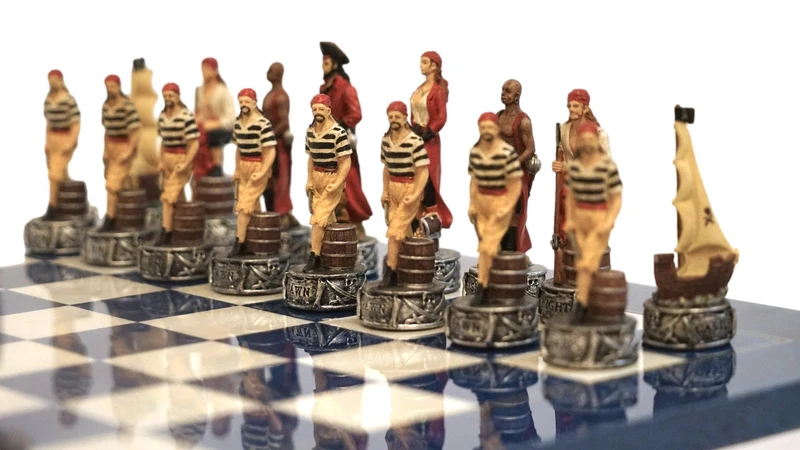 Ensemble pirates contre la marine - Laqué bleu