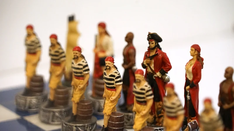 Ensemble pirates contre la marine - Laqué bleu