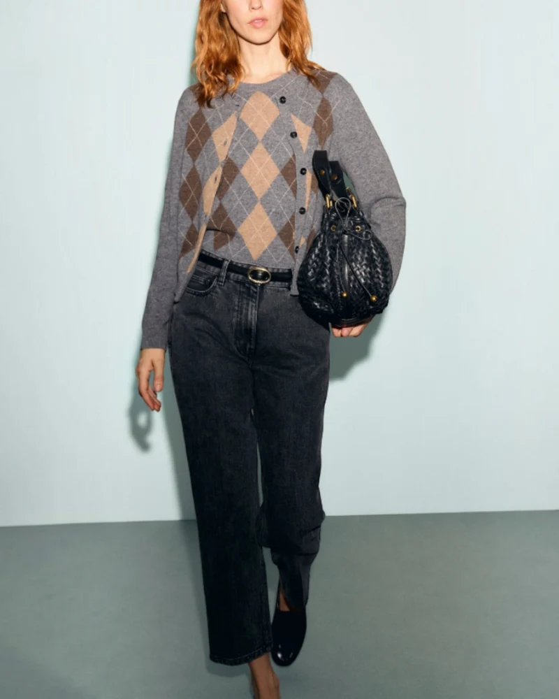 Gerard Darel - Gilet En Laine À Losanges Rely - Gris