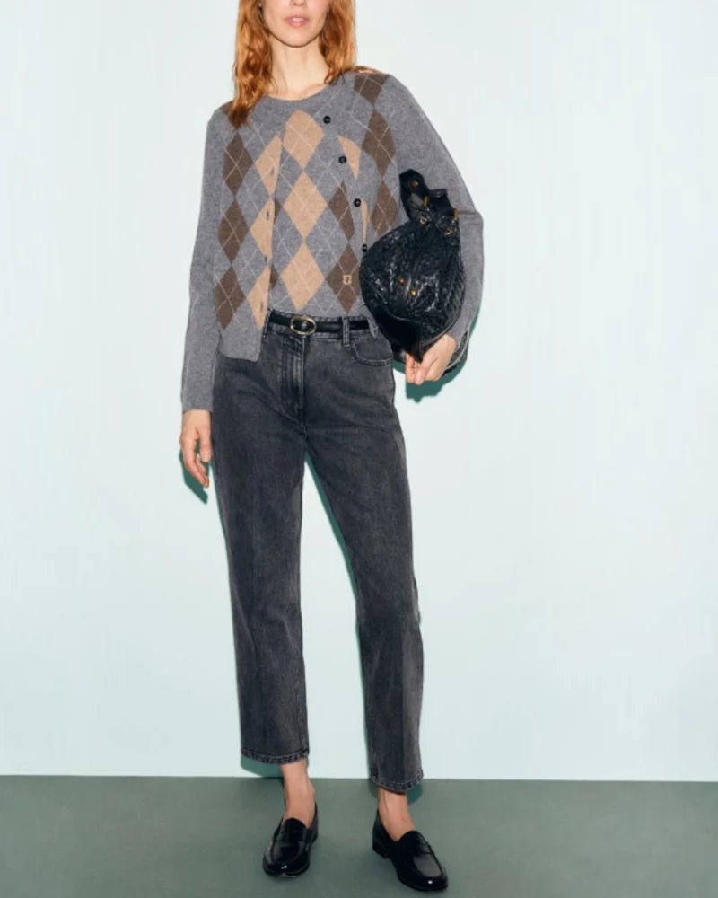 Gerard Darel - Gilet En Laine À Losanges Rely - Gris