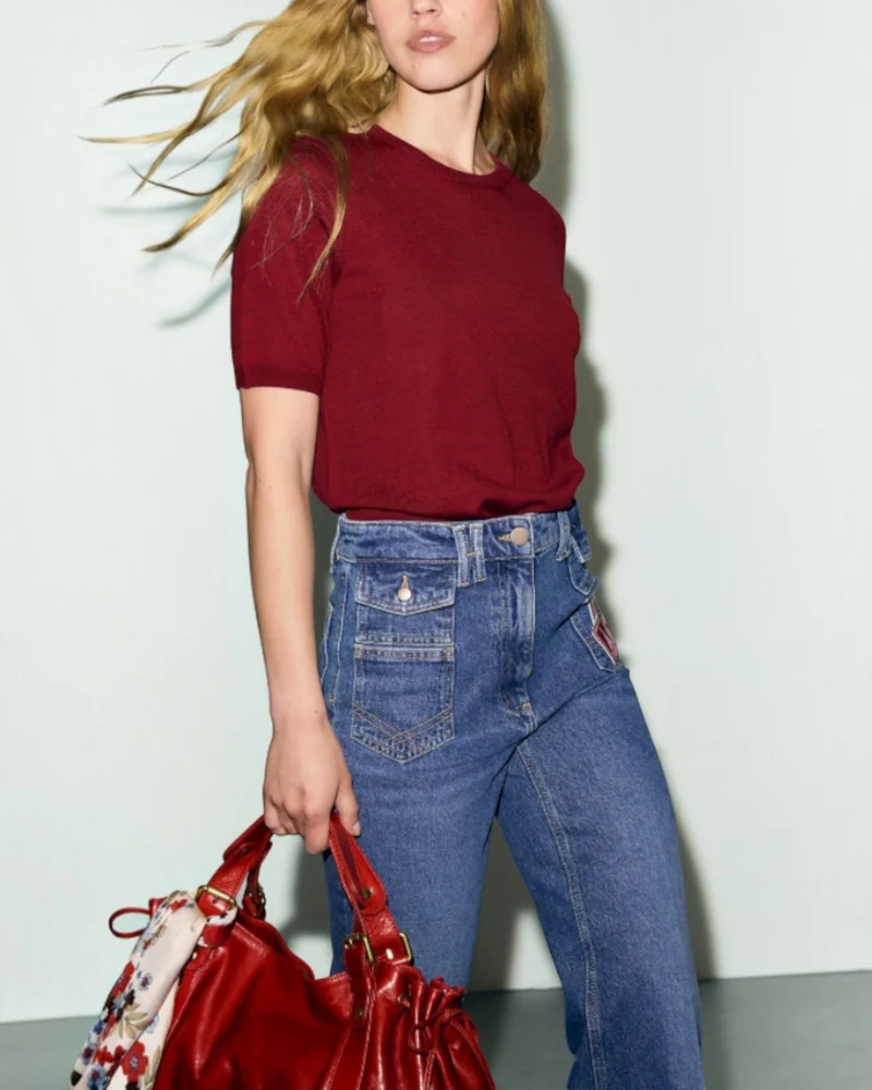 Gerard Darel - Pull Manches Courtes En Laine Fine Reine - Rouge