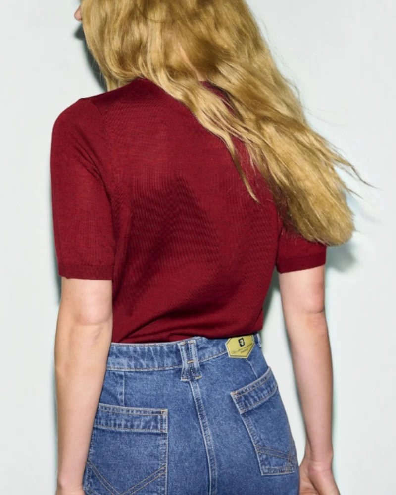 Gerard Darel - Pull Manches Courtes En Laine Fine Reine - Rouge