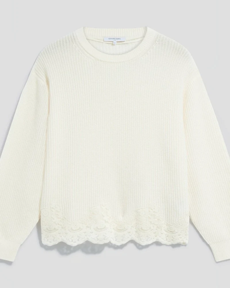 Gerard Darel - Pull Ample En Laine Et Dentelle Riviera - Blanc