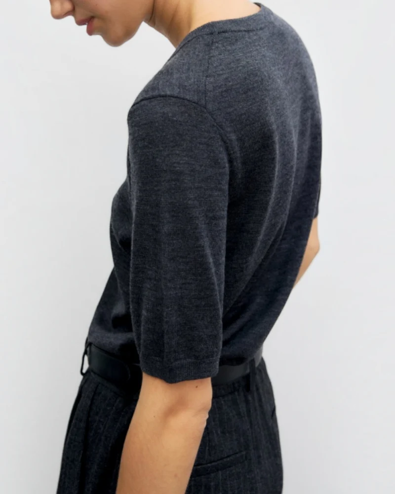 Gerard Darel - Pull Manches Courtes En Laine Fine Reine - Gris