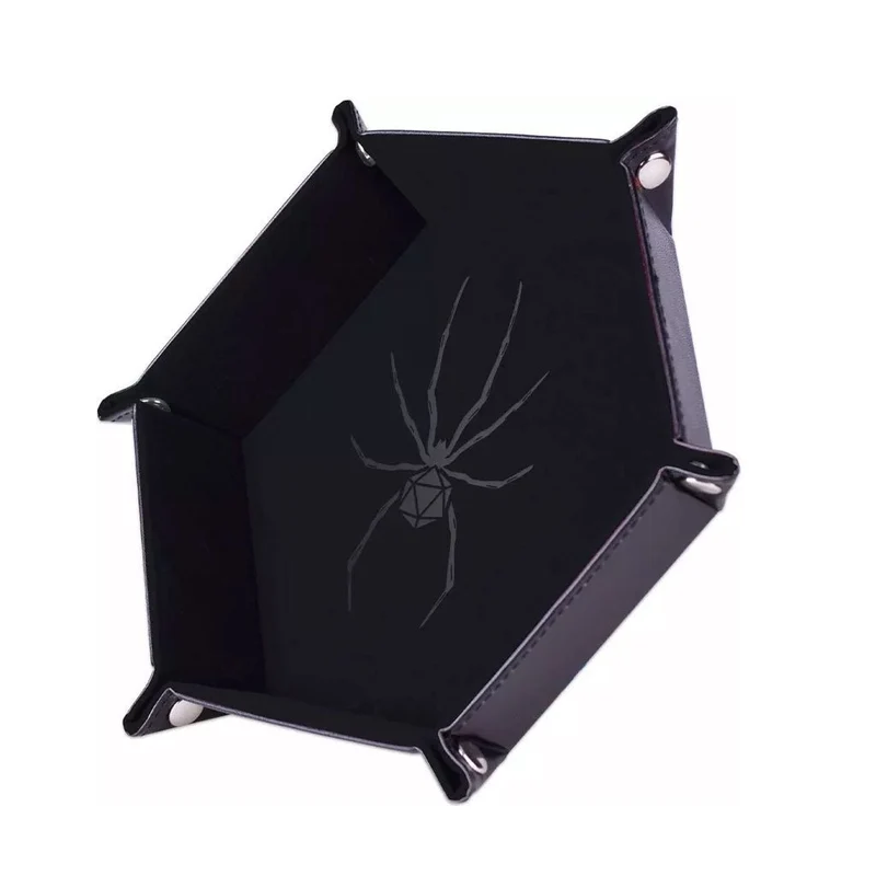 Piste de dés - Araignée Noire - 19 x 19 cm - Cuir et velours