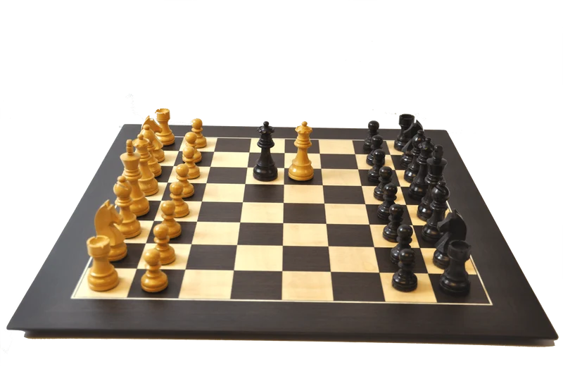 Ensemble jeu d'échecs en Wengé - biseauté - Pièces en buis teinté