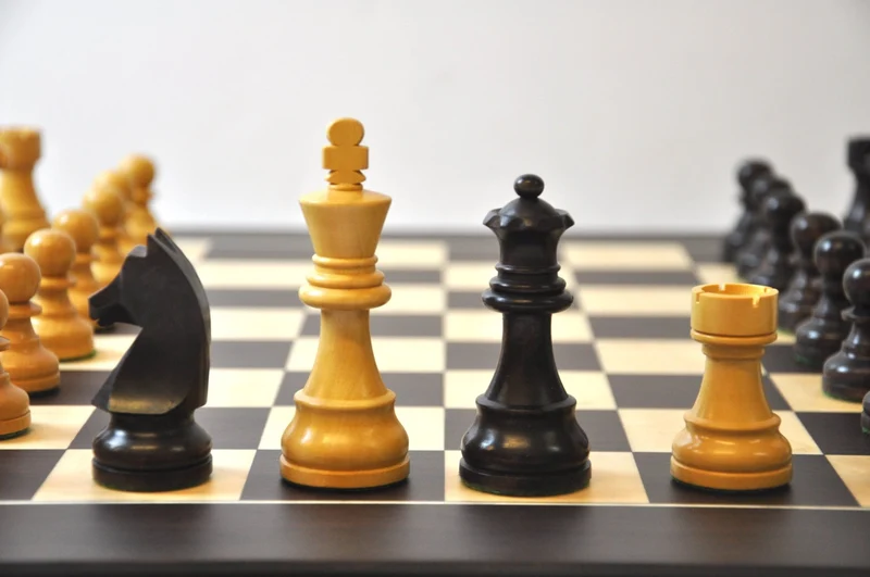 Ensemble jeu d'échecs en Wengé - biseauté - Pièces en buis teinté
