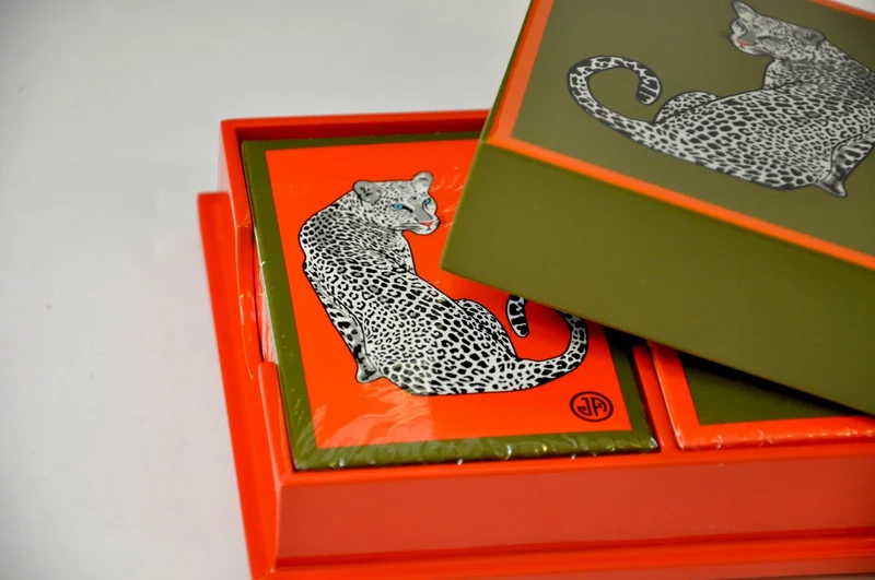 Coffret bridge luxe en bois laqué - Leopard