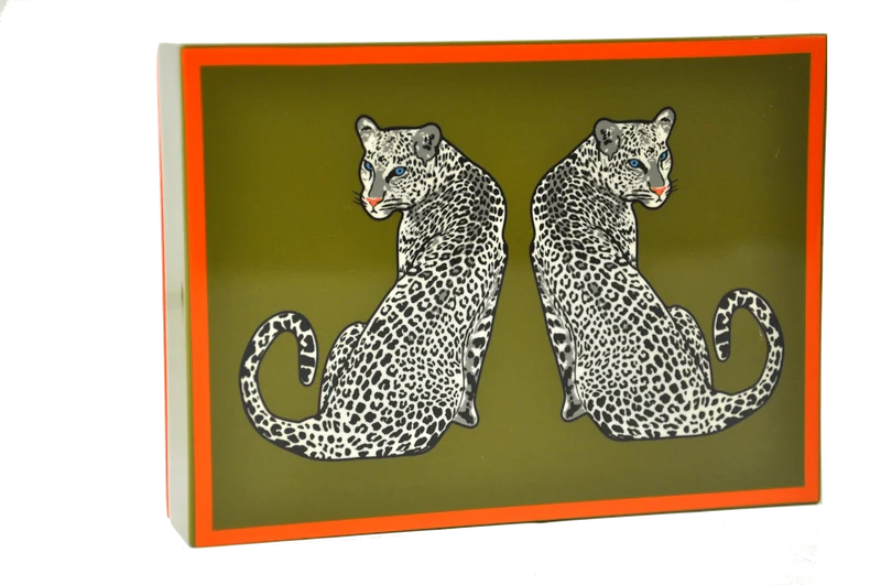 Coffret bridge luxe en bois laqué - Leopard