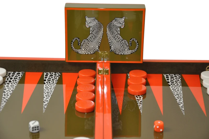 Backgammon Luxe en bois laqué - Léopard
