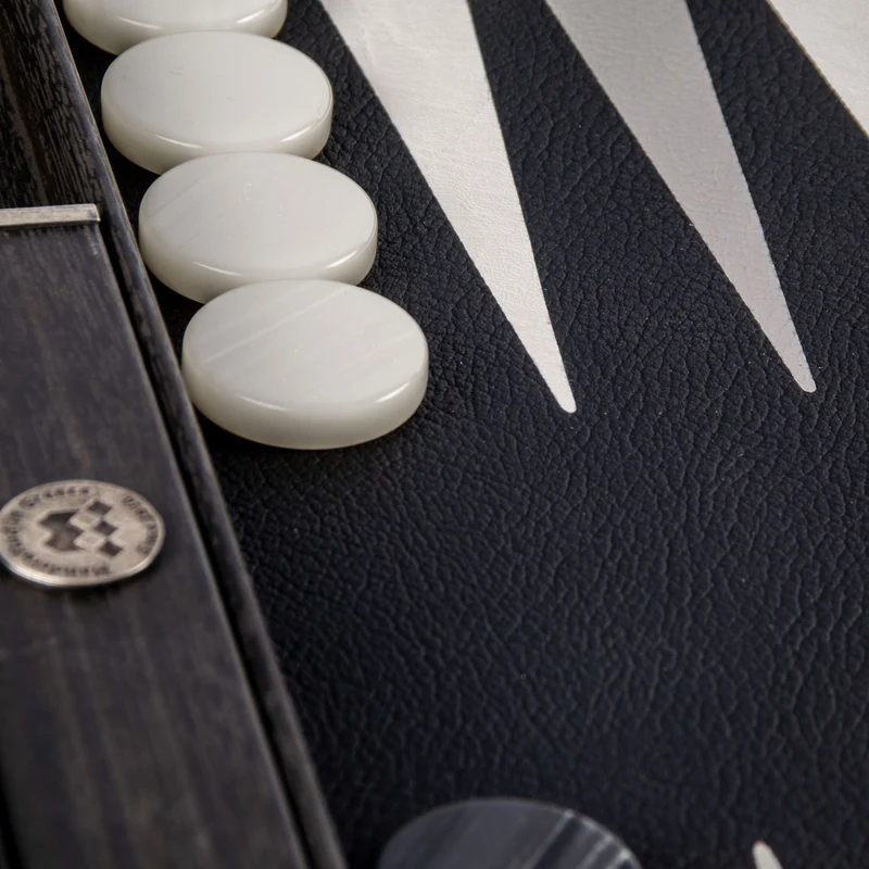 Backgammon en Bois et Cuir Vegan - Noir