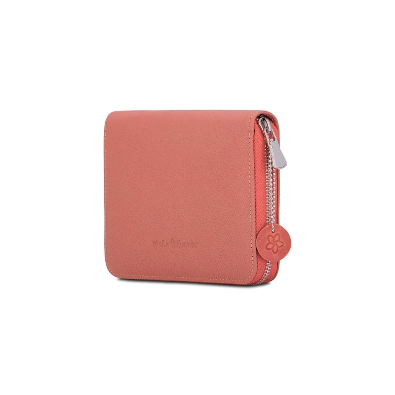 Etui de bridge en cuir pleine fleur - Corail