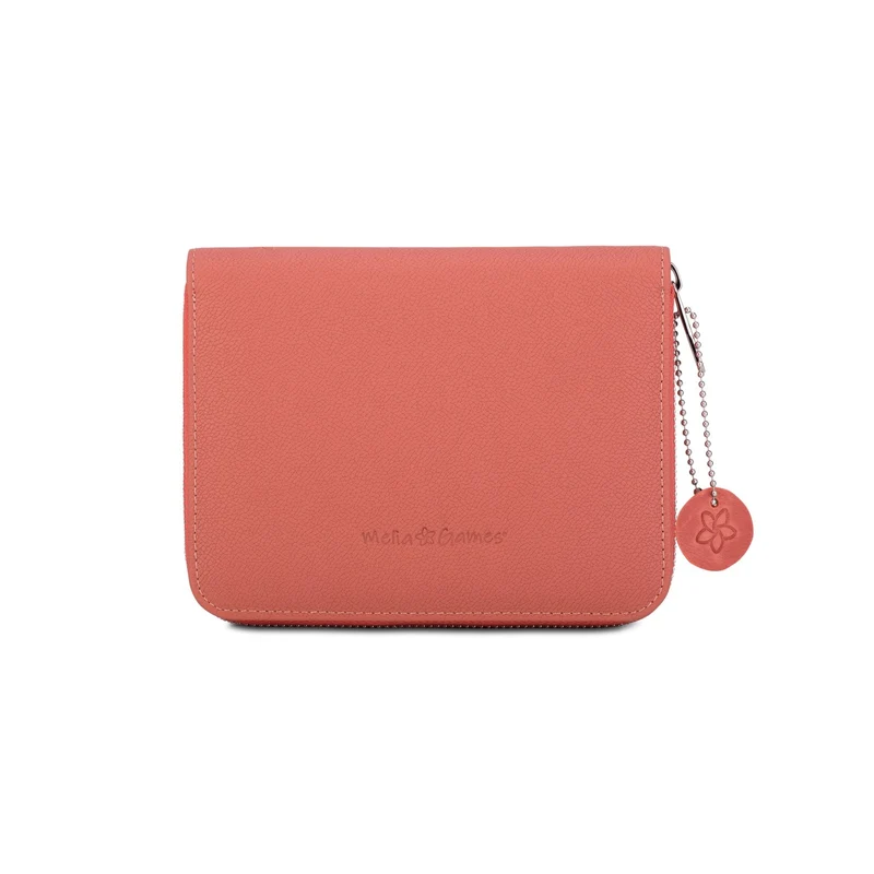 Etui de bridge en cuir pleine fleur - Corail