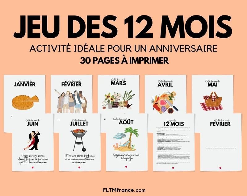 Jeu des 12 mois à imprimer : l'animation incontournable