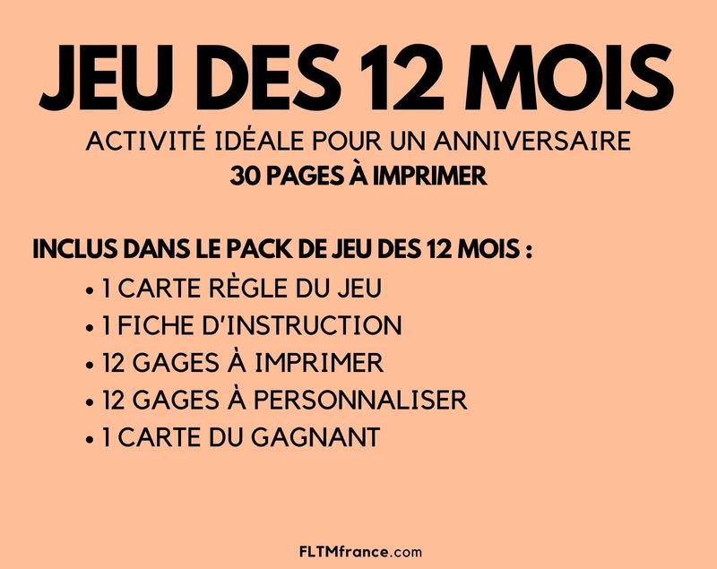 Jeu des 12 mois à imprimer : l'animation incontournable