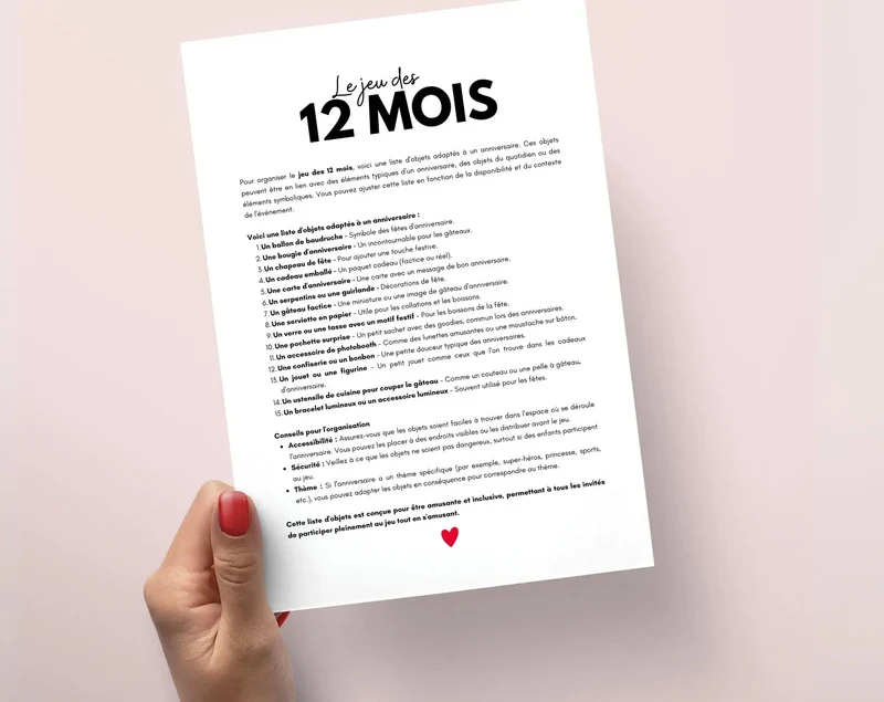 Jeu des 12 mois à imprimer : l'animation incontournable