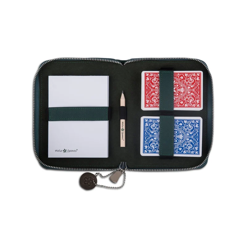 Etui de bridge en cuir pleine fleur - Emeraude
