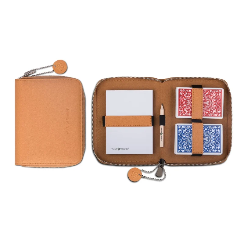 Etui de bridge en cuir pleine fleur - Soleil
