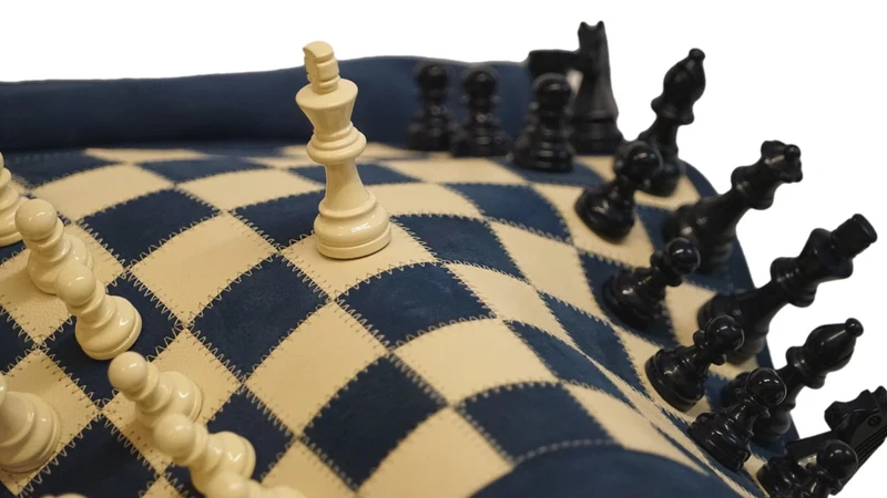 Ensemble jeu d'échecs en cuir - magnétique - Bleu - mélia games
