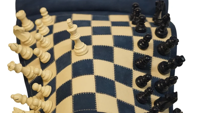 Ensemble jeu d'échecs en cuir - magnétique - Bleu - mélia games