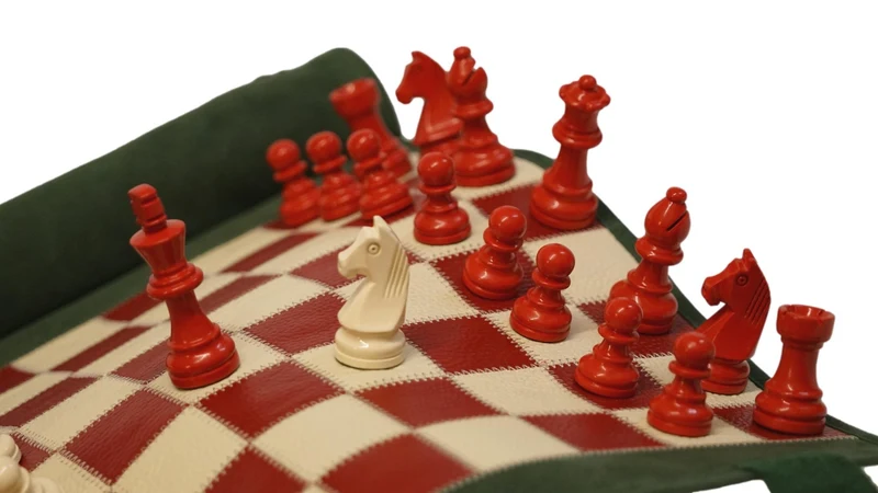 Ensemble jeu d'échecs en cuir - magnétique - Vert / Rouge - mélia games
