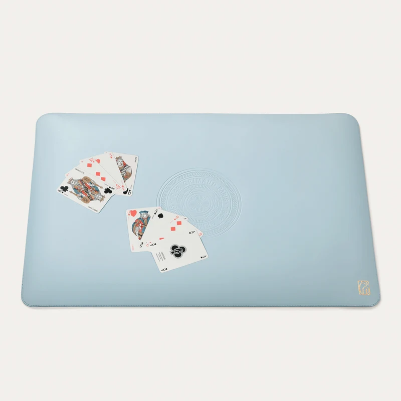 Tapis de Belote en Cuir de Pomme - Bleu Dauphin - Grimaud Luxe