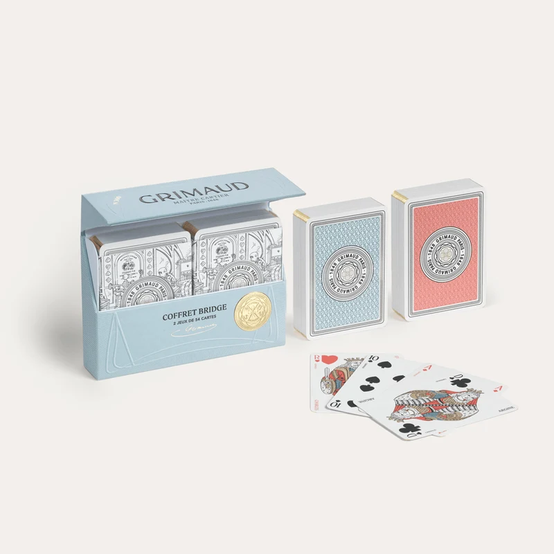 Coffret Bridge Grimaud - Nouvelle édition Luxe - Bleu dauphin / Rouge Corail