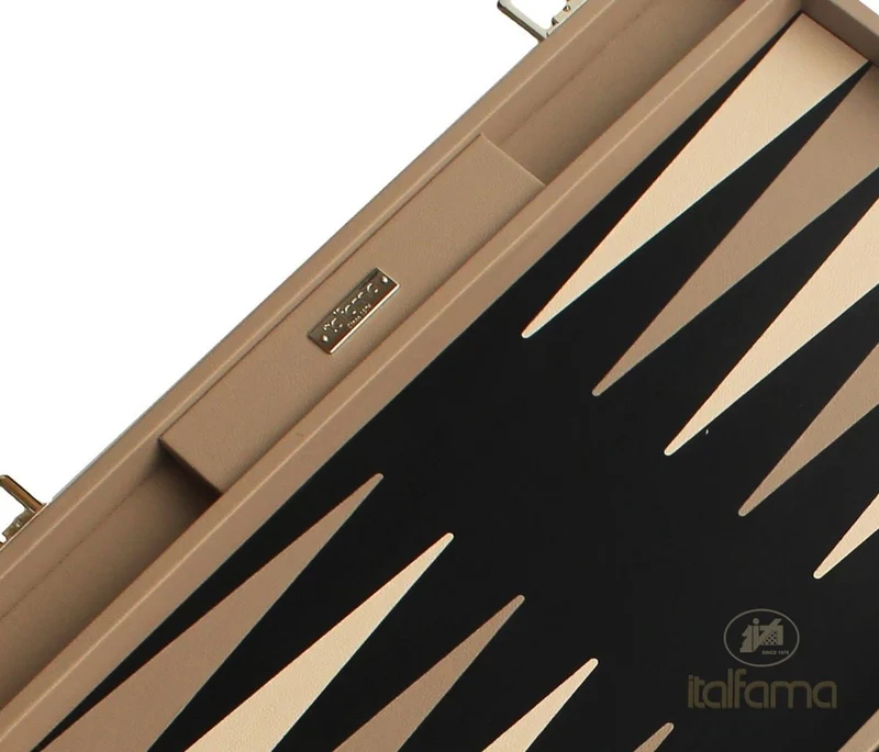 Backgammon luxe style cuir Compétition - Beige et Taupe