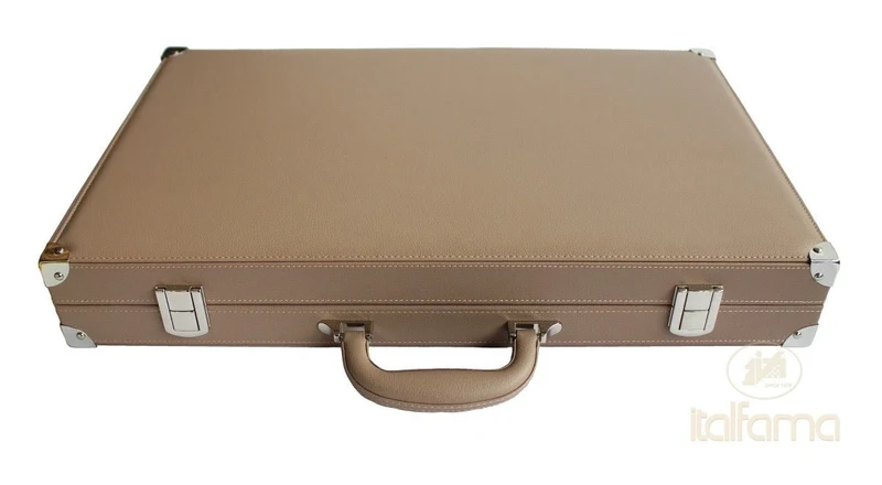 Backgammon luxe style cuir Compétition - Beige et Taupe
