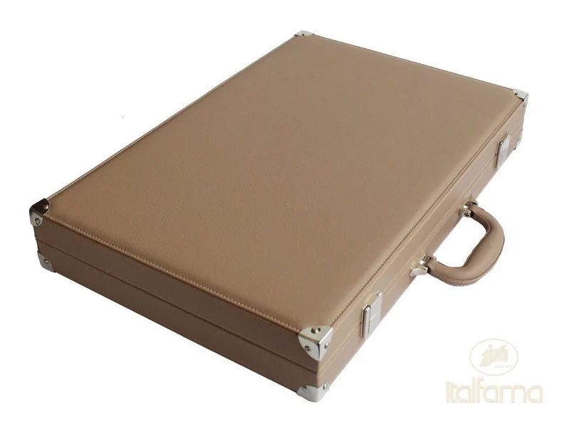 Backgammon luxe style cuir Compétition - Beige et Taupe