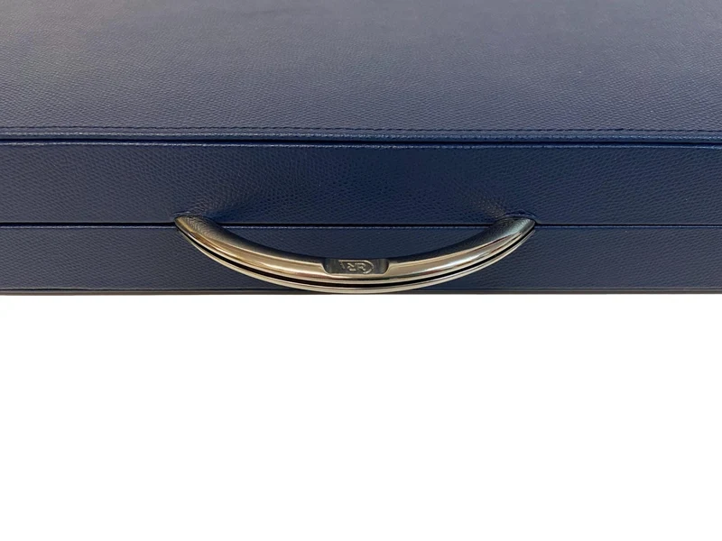 Backgammon Cuir véritable GM - Bleu - Renzo Romagnoli