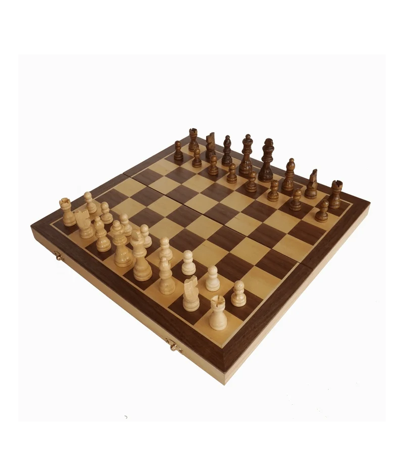Ensemble jeu d'échecs en noyer et érable - pliant - 38 cm