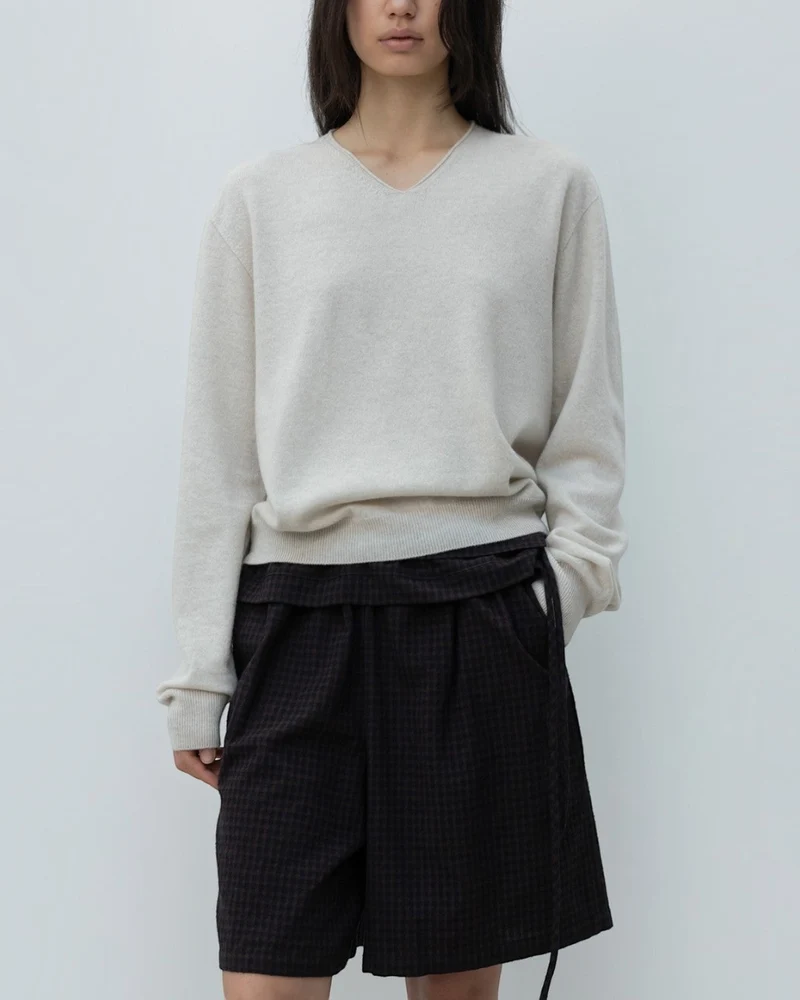 Low Classic - Pull Col V - Ivoire