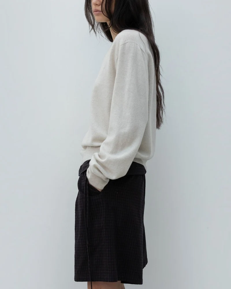 Low Classic - Pull Col V - Ivoire