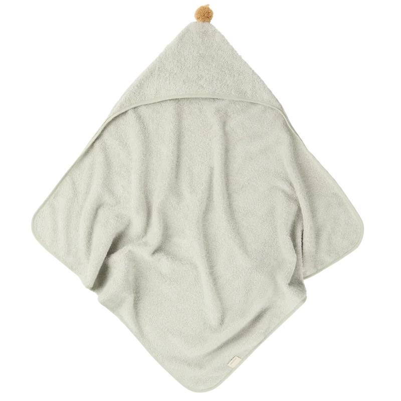 Cape de bain bébé pompon sage green So Cute