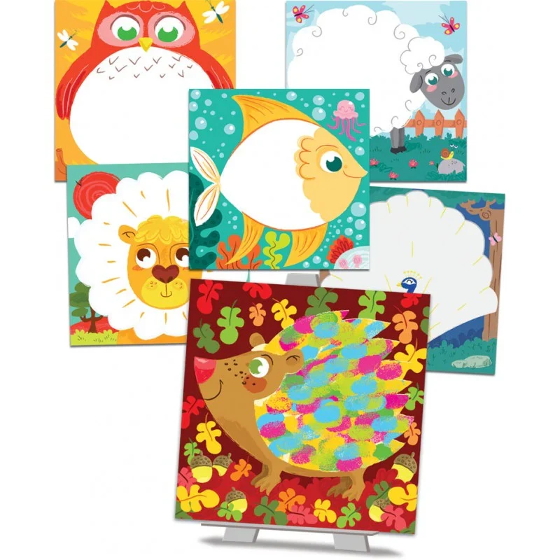 Peinture aux doigts animaux colorés
