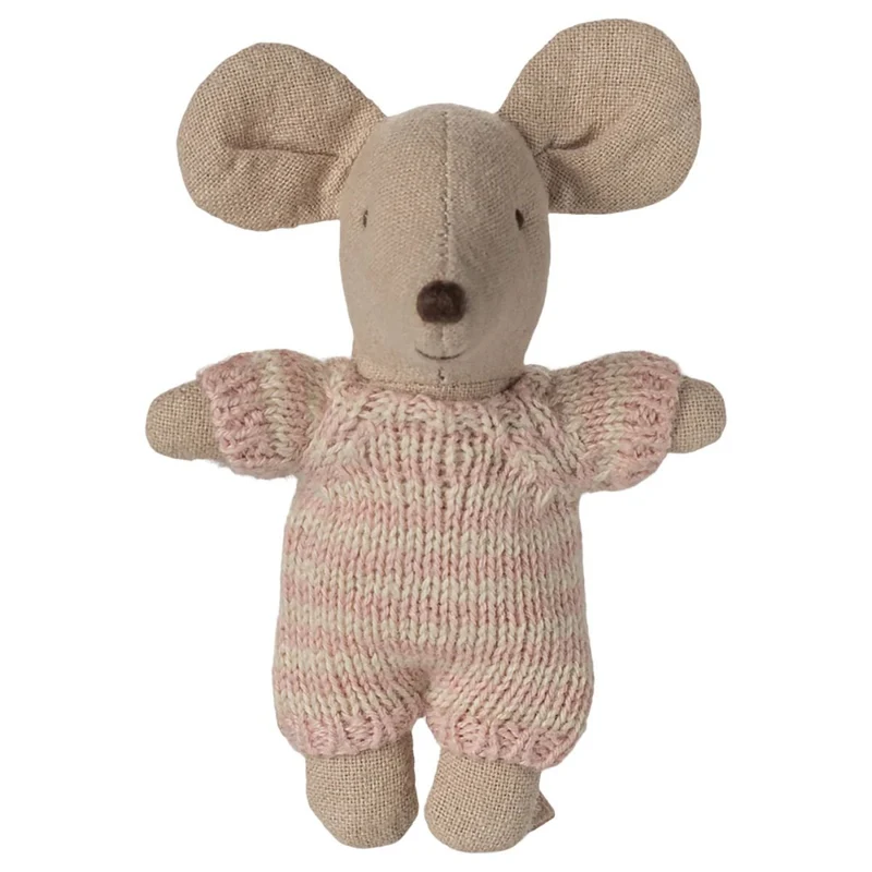 Bébé Souris Dans Son Couffin - Rose
