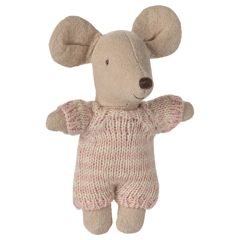 Bébé Souris Dans Son Couffin - Rose