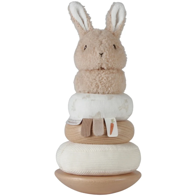 Lapin à empiler doudou et bois FSC - Baby Bunny