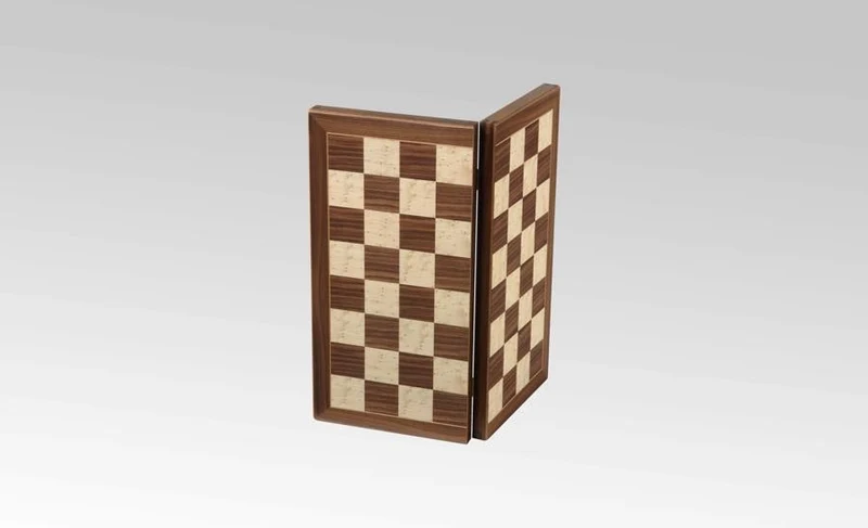 Coffret d'échecs en bois pliant - Ulbrich - Noyer / Erable moucheté
