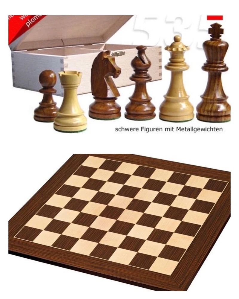 Ensemble jeu d'échecs Club en palissandre Zébré - Pièces Acacia