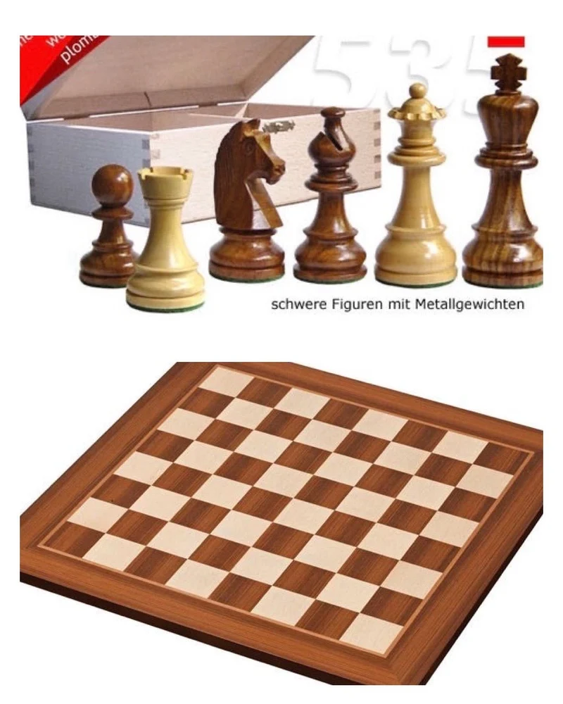 Ensemble jeu d'échecs Club en acajou d'Afrique - Pièces Acacia