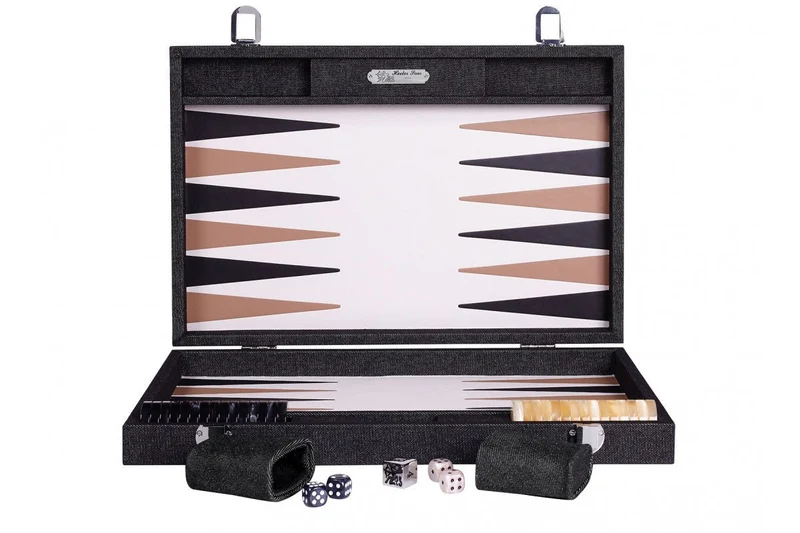 Backgammon Hector Saxe - Jean's Noir / Cuir - Grand