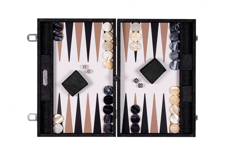 Backgammon Hector Saxe - Jean's Noir / Cuir - Grand