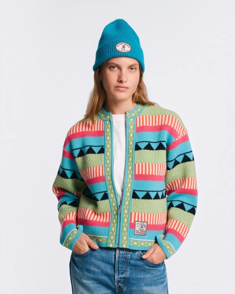 Au Vieux Campeur - Congés Payés - Cardigan Nicole - Vert & Bleu